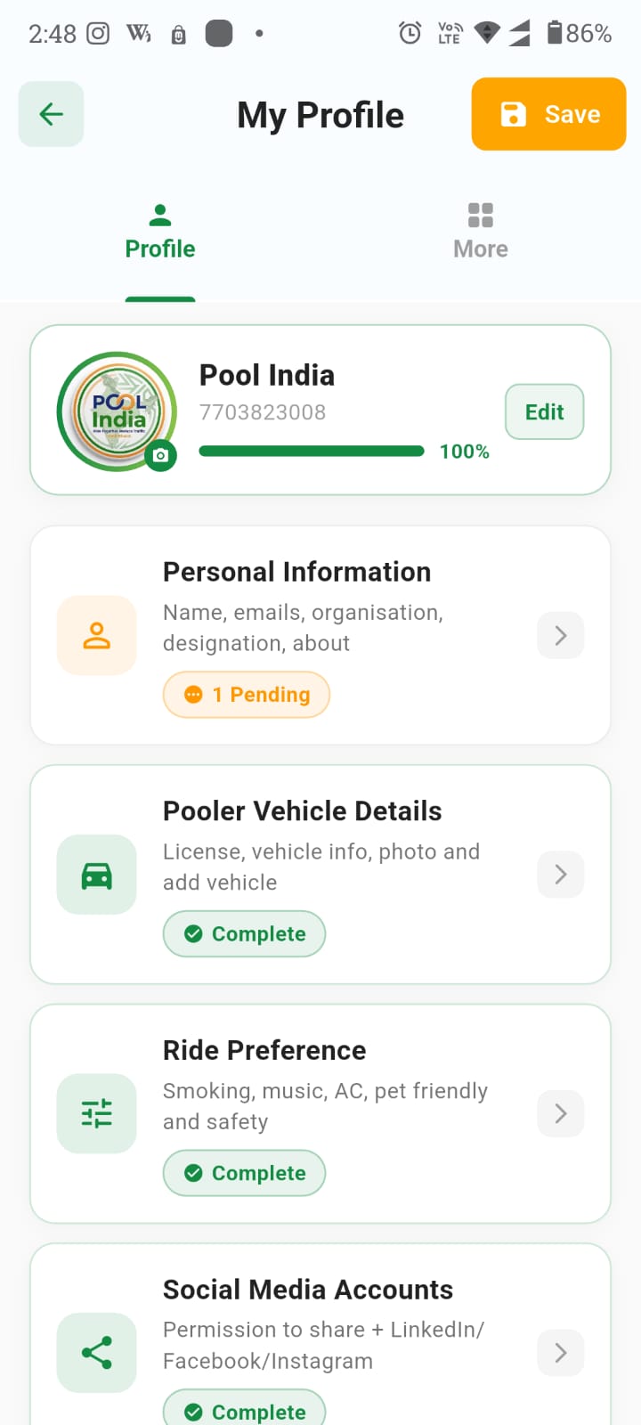 Profile UI
